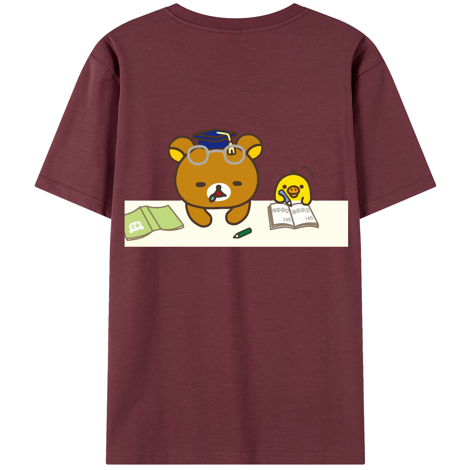 （画像用） リラックマ リラックマ キイロイトリ Rilakkuma Korilakkuma Kiiroitori 綿100％半袖Tシャツ（背面プリント）